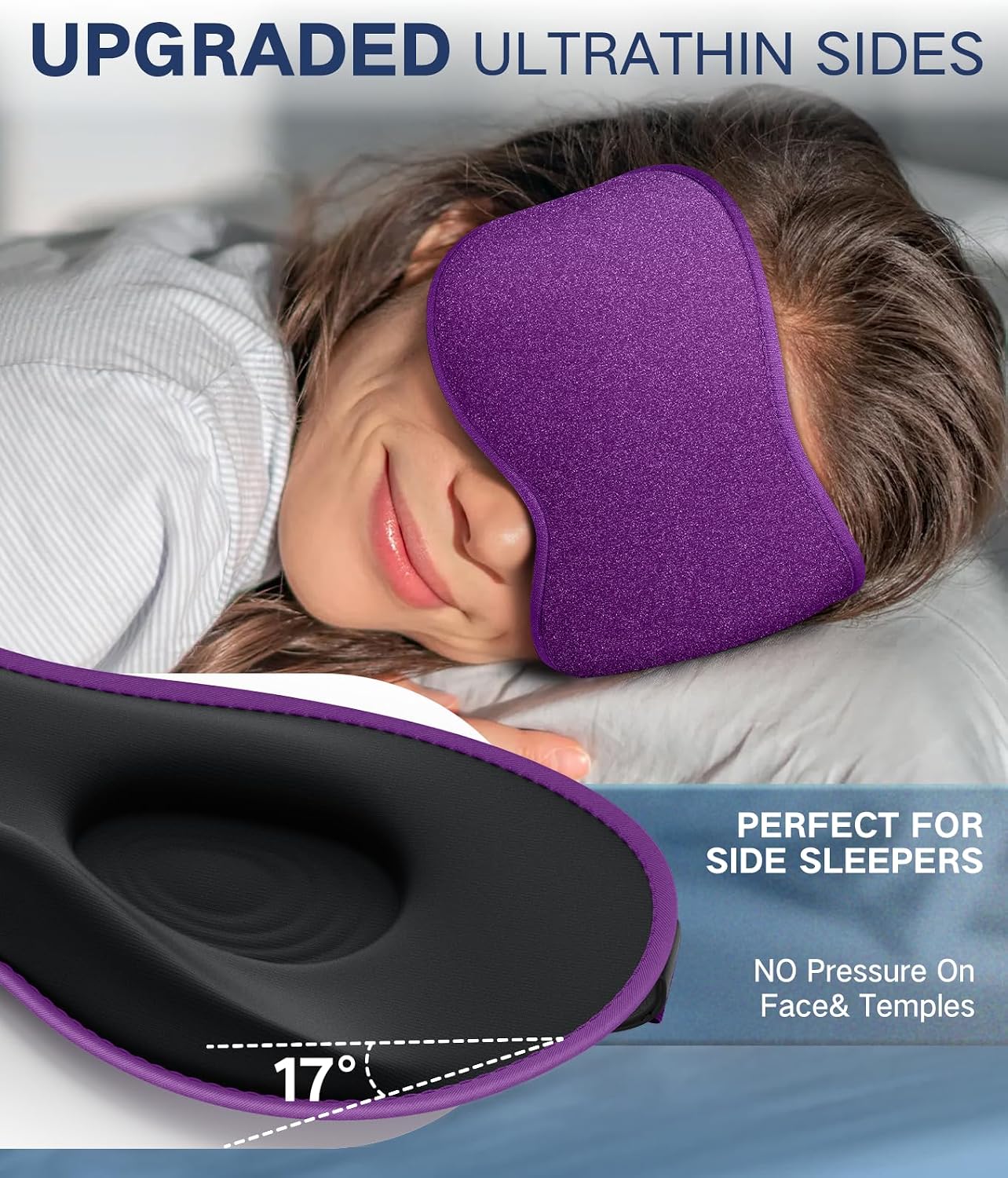 Vynix® Sleep Mask for Men Women-Eye Masks for Side Sleepers, 3D Contoured Night Blindfold 100% Blockout Pressure-Free, Soft Lightweight Breathable Eye Cover Shade Sleeping for Airplane, Travel, Black
