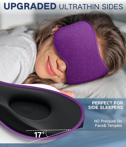 Vynix® Sleep Mask for Men Women-Eye Masks for Side Sleepers, 3D Contoured Night Blindfold 100% Blockout Pressure-Free, Soft Lightweight Breathable Eye Cover Shade Sleeping for Airplane, Travel, Black