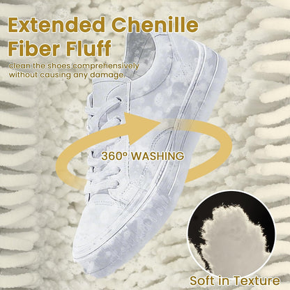 1 Pcs Shoe Washing Machine Bag, White | Extra Long and Thick Microfibre Fluff, Reusable for Washer & Dryer, All-Around Cleaning for All Shoe Types