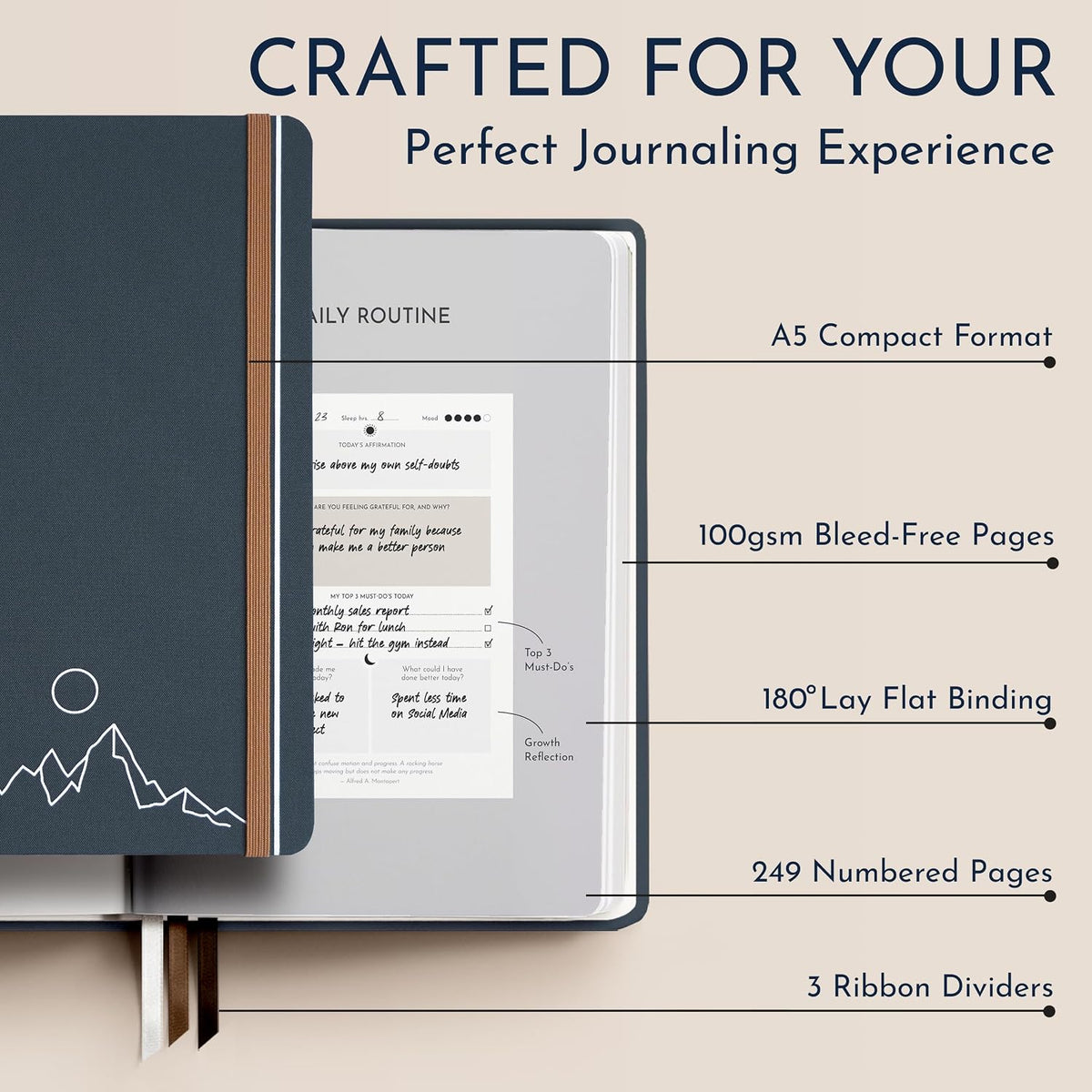 Gratitude Journal for Men, 6-Month Guided Daily Prompts, Fabric Hardcover