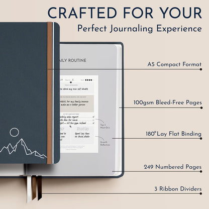 Gratitude Journal for Men, 6-Month Guided Daily Prompts, Fabric Hardcover