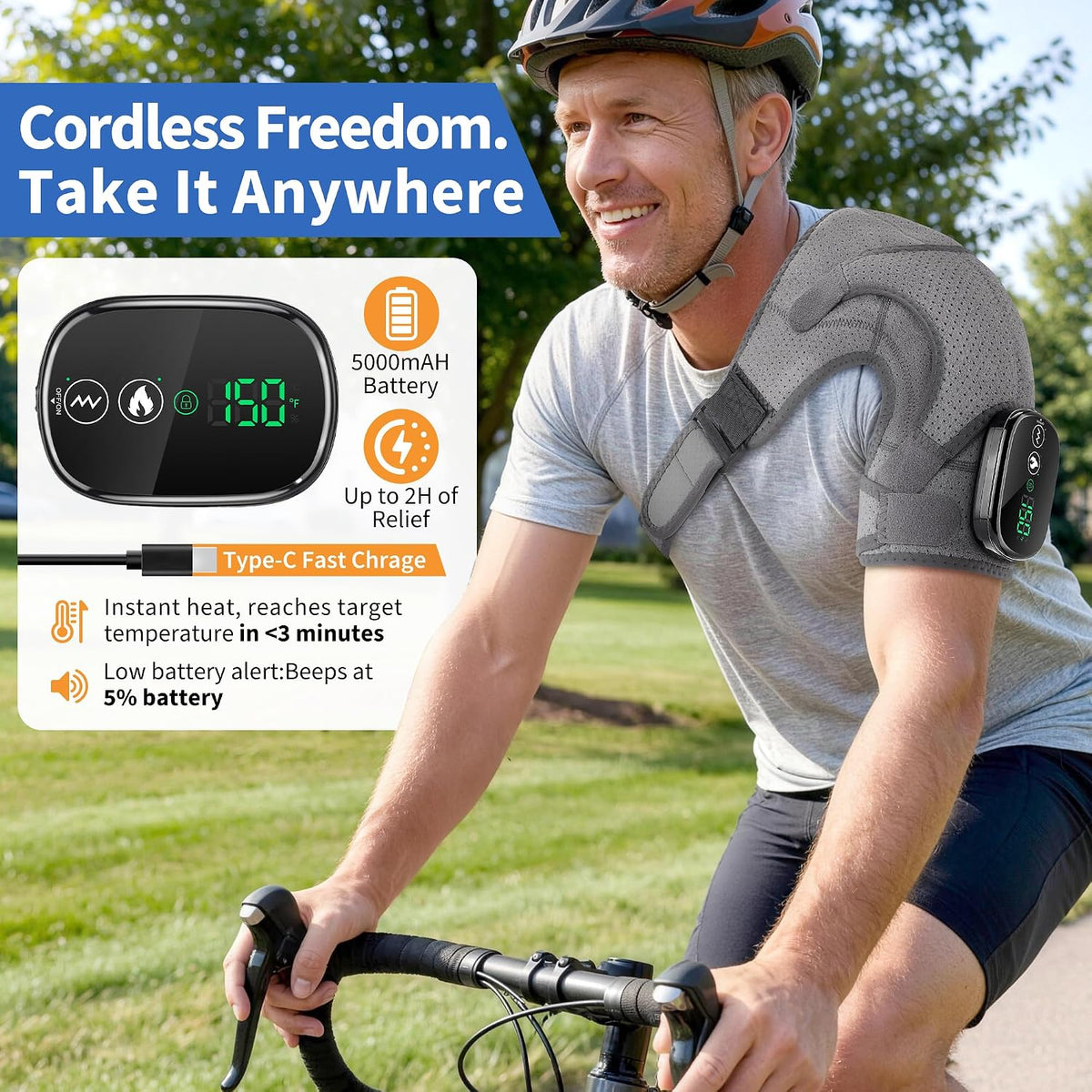 Shoulder Heating Pad with Massage Cordless for Rotator Cuff Frozen Shoulder