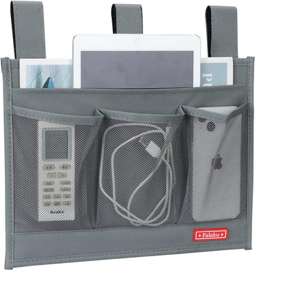 Hanging Bedside Caddy,Bedside Organizer Caddy for Bed Rails(4 Pockets-Grey)