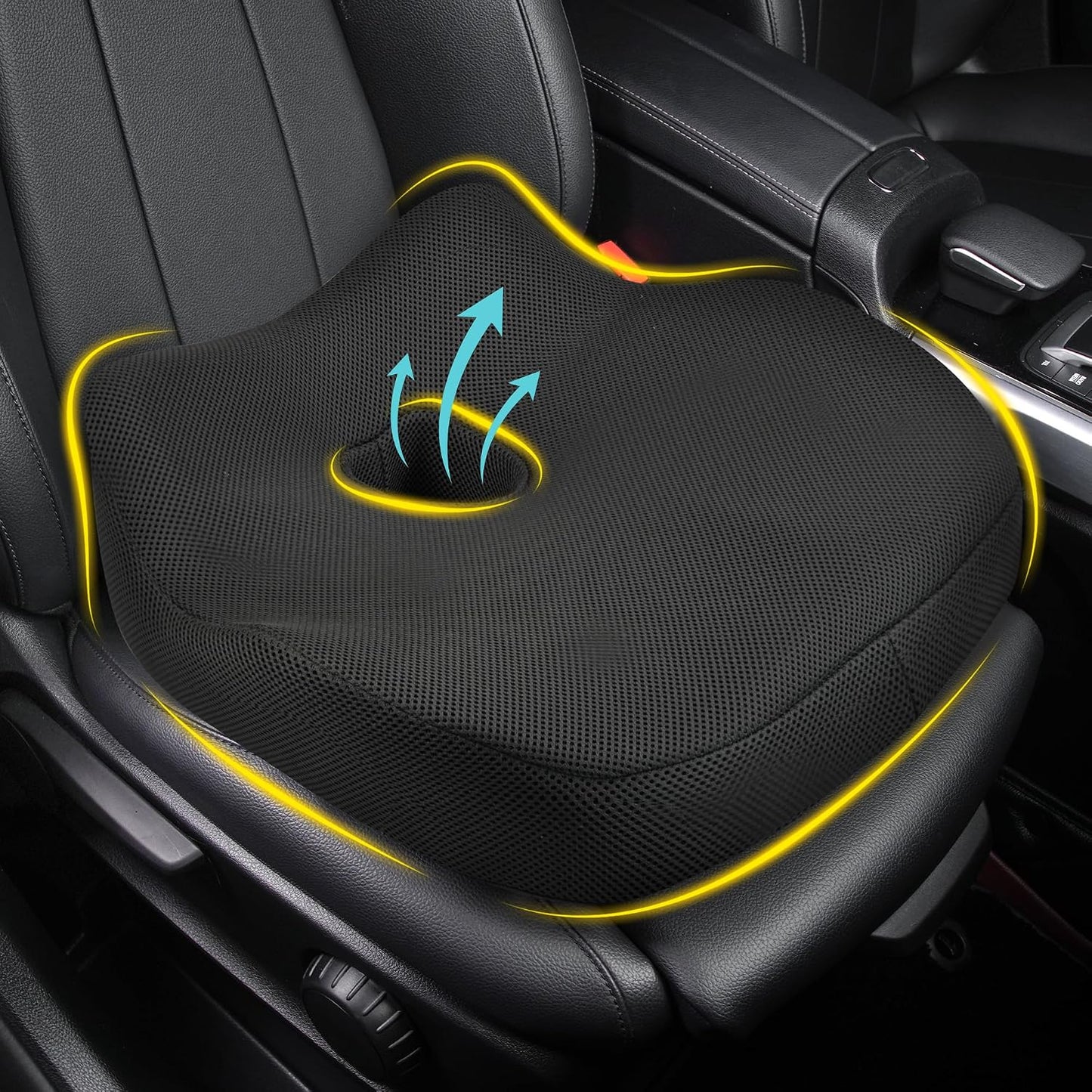 Allaboutsla Car Seat Cushion for Driving, Car Seat Pillow for Short Drivers | Ergonomic Memory Foam Seat Cushion for Pain Relief, Adult Booster Seat for Car, Butt Cushion for Car, Truck, Office, B&G
