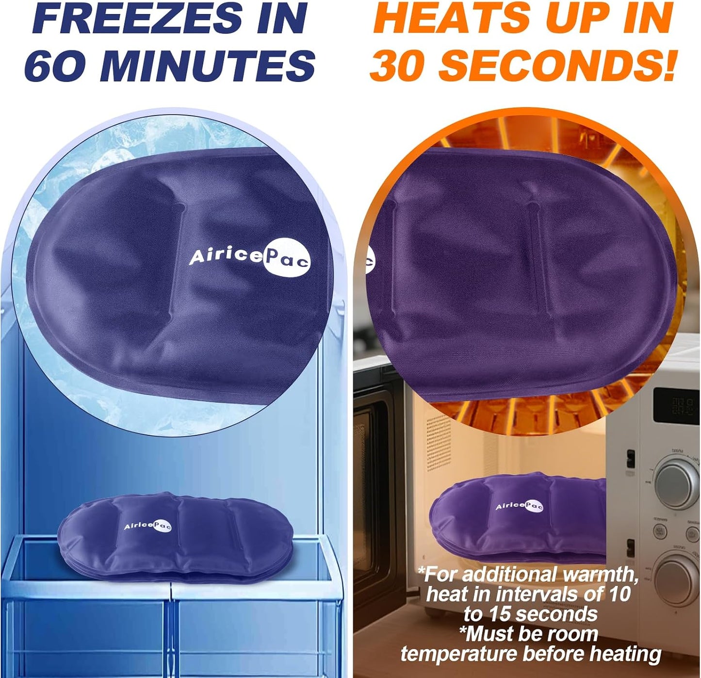 AiricePac Ice Packs for Injuries Reusable (3-Piece Set) Hot Cold Gel Wraps for Joint Pain, Muscle Soreness, Adjustable & Flexible for Back, Knees, Shoulders, Arms and Legs