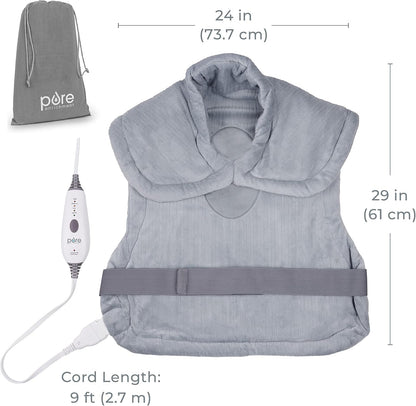 Pure Enrichment PureRelief XL Extra-Long Back & Neck Heating Pad, 4 Settings
