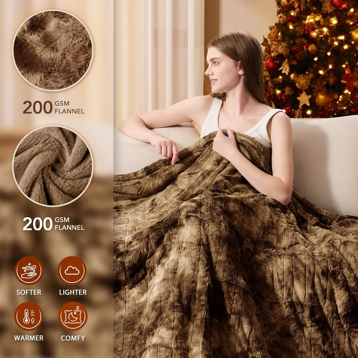 Homemate Heated Blanket Electric Heating Throw 50x60 Plush Faux Fur Sherpa