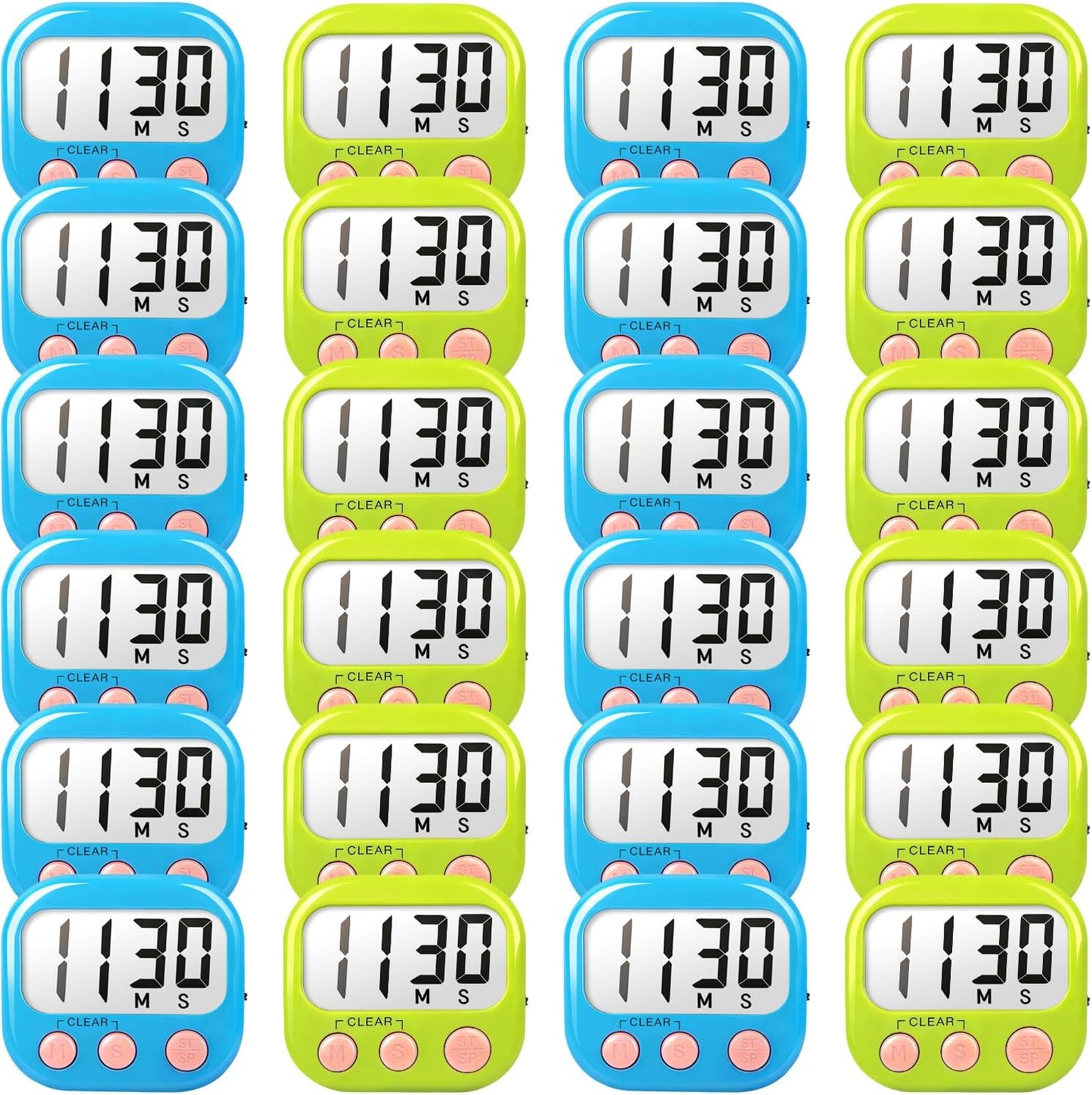 AOUCE Digital Timer for Kids Classroom Timers for Teacher 2 Pack Blue Green | Large Screen, Strong Magnetic, Loud Alarm, Countdown, Pomorodo, Stopwatch, Kitchen Timers for Cooking, Teacher Supplies