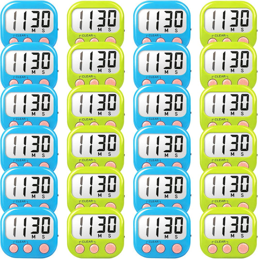 AOUCE Digital Timer for Kids Classroom Timers for Teacher 2 Pack Blue Green | Large Screen, Strong Magnetic, Loud Alarm, Countdown, Pomorodo, Stopwatch, Kitchen Timers for Cooking, Teacher Supplies