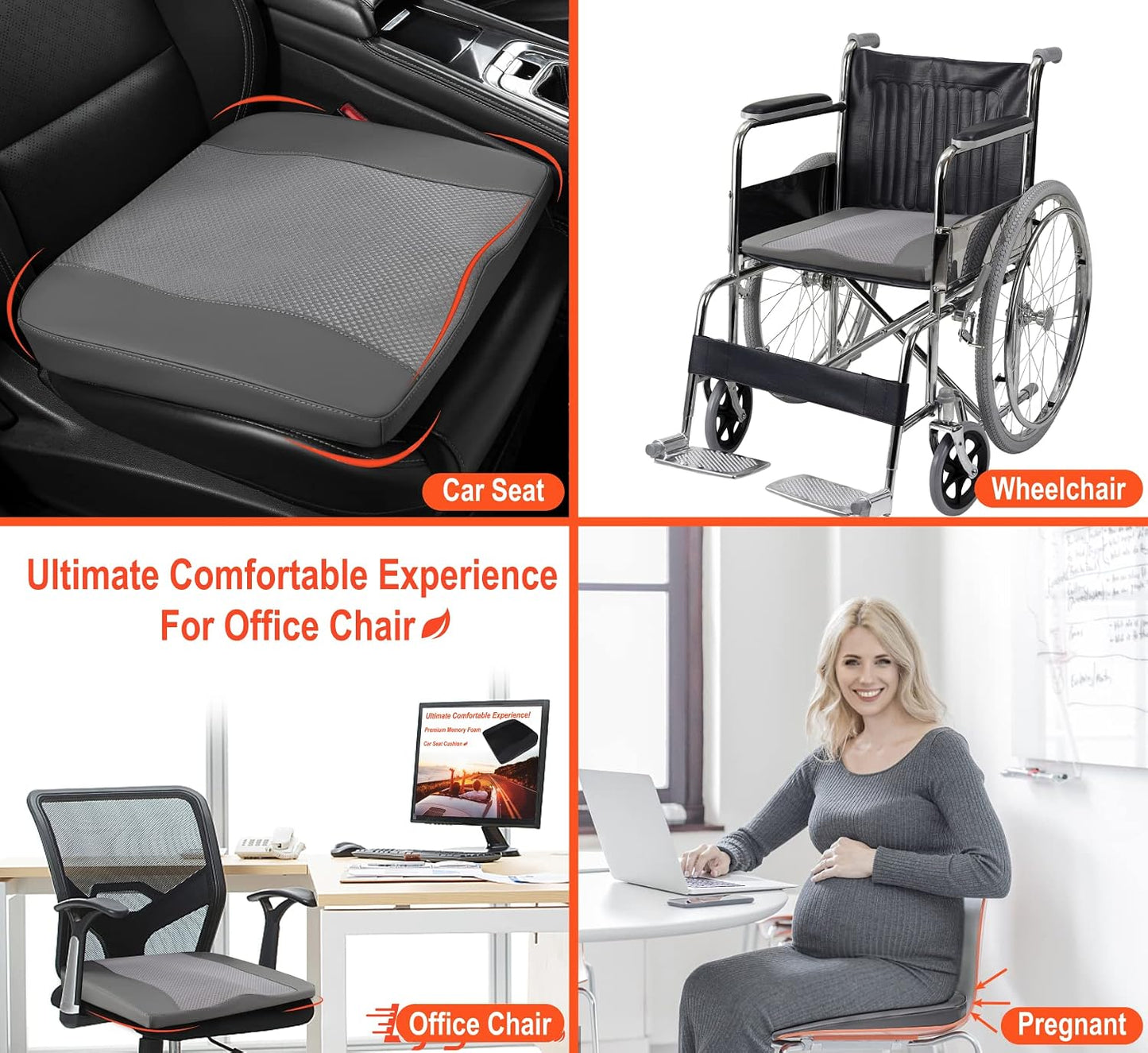 Lofty Aim Car Seat Cushion, Memory Foam Car Seat Cushions for Long Driving | Comfy Car Seat Pillow for Pain Relief, Driver Seat Cushion Adds Height, Butt Cushion for Car, Truck, Office Chair, Black