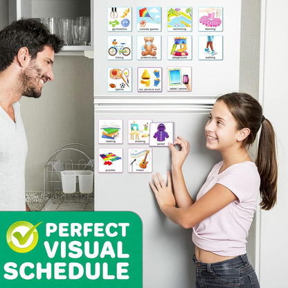 Magnetic Chore Chart for Kids - Reward Behavior Chart for Kids at Home | Dry Erase Morning Routine Schedule Board - Responsibility Star Chart for Toddlers 3-5 - 48 Magnets and 49 Stars