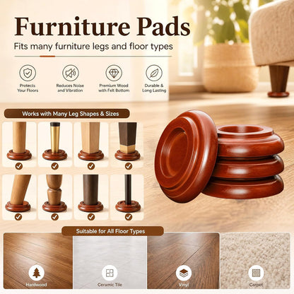 Caster Cups,Piano Caster Cups Furniture Coasters for Hardwood Floors Wood Floor Protectors for Furniture Piano Floor Protectors (Natural)