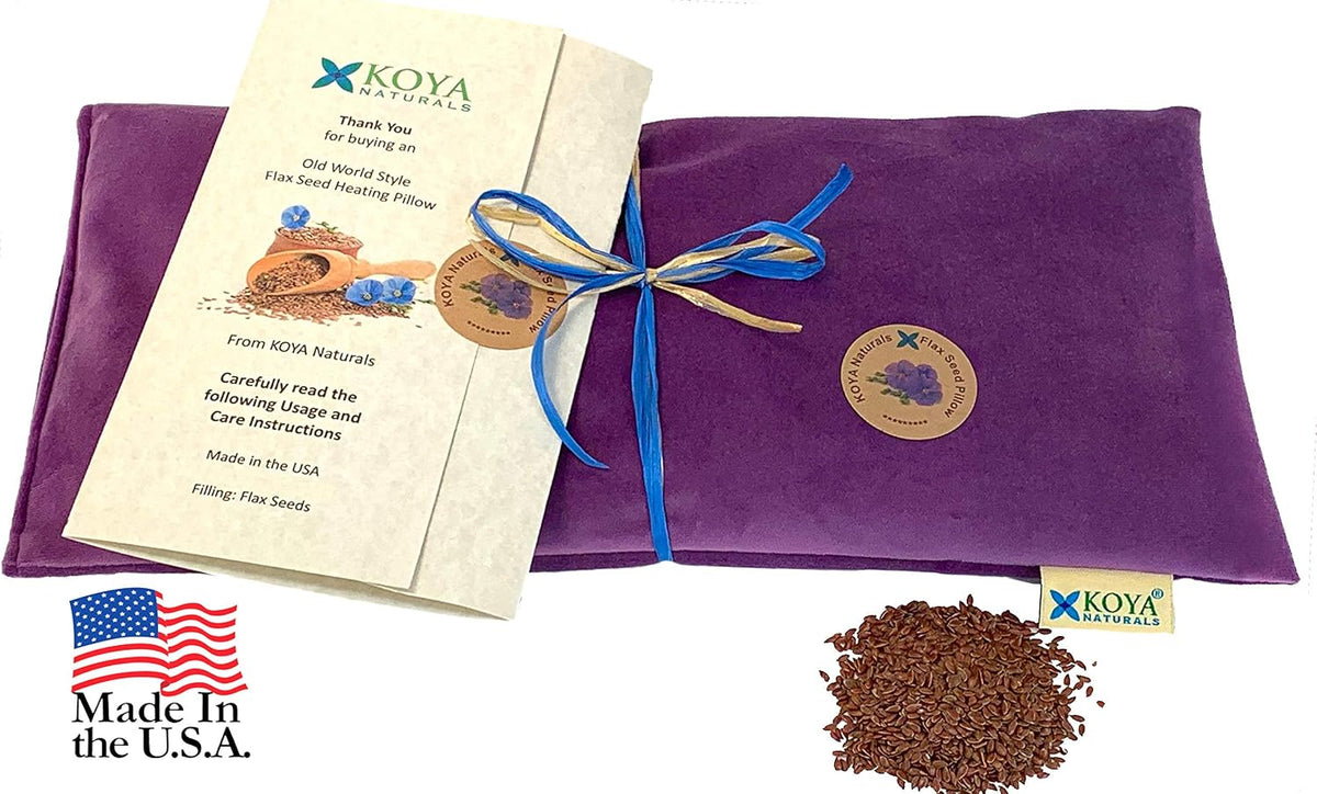 KOYA Naturals Soft Velvet Flax Seed Pillow - Microwave Heating Pad