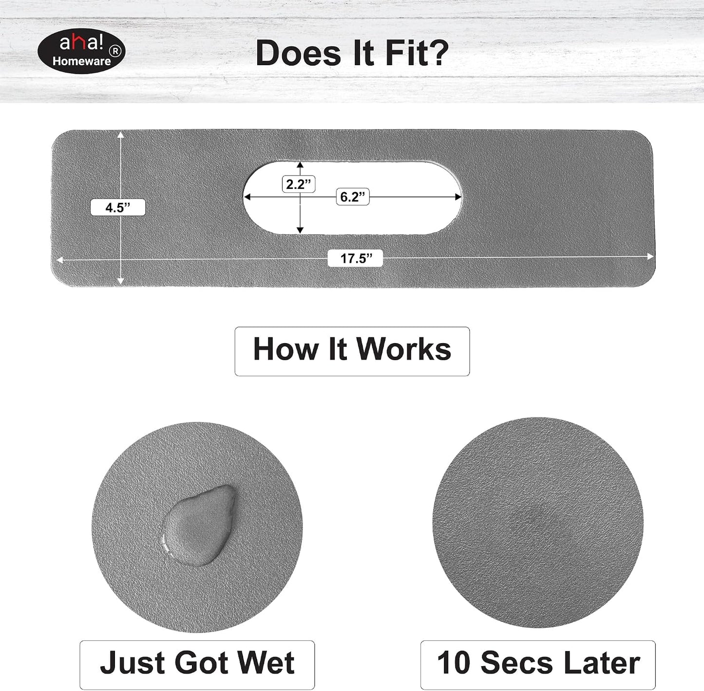 Faucet Mat Bathroom Sink Oval-Hole : AHA HOMEWARE Diatomite Rubber Bathroom Sink Splash Guard Oval Hole 2 Packs (Light Gray)