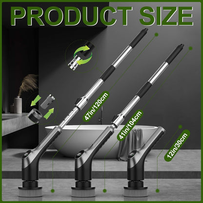 Electric Spin Scrubber, Electric Shower Scrubber for Bathroom | Cleaning Brush Power Scrubber, LCD Display, 7 Brush Heads, IPX7 Waterproof, 2 Speed Shower Cleaner for Bath Tub Floor Tile