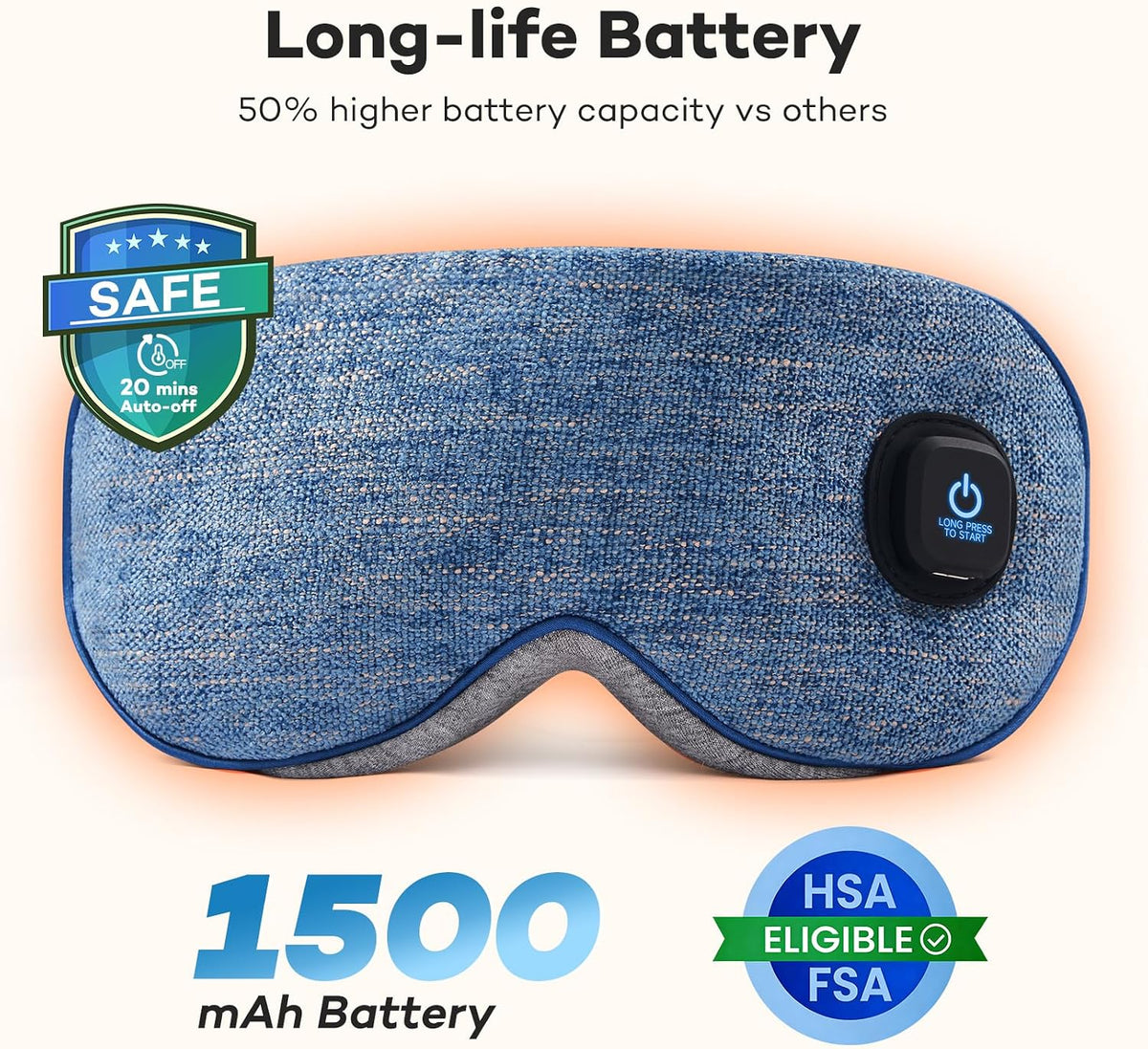 Ezona Heated Eye Mask, Cotton Cordless Warm Eye Compress Mask for Dry Eyes