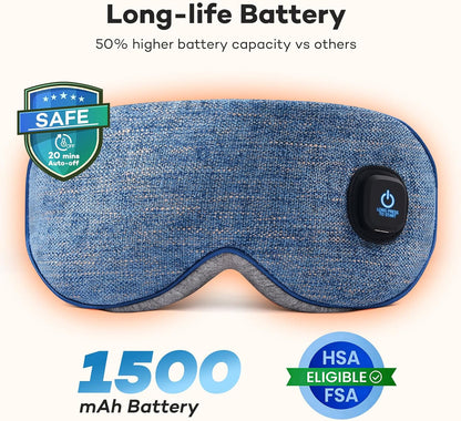Ezona Heated Eye Mask, Cotton Cordless Warm Eye Compress Mask for Dry Eyes