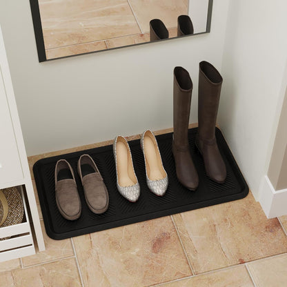 Ottomanson Indoor/Outdoor Boot Tray Non-Slip Doormat Modern Entryway Mat for Entryway Patio Backyard Garage, 18" x 28", Black