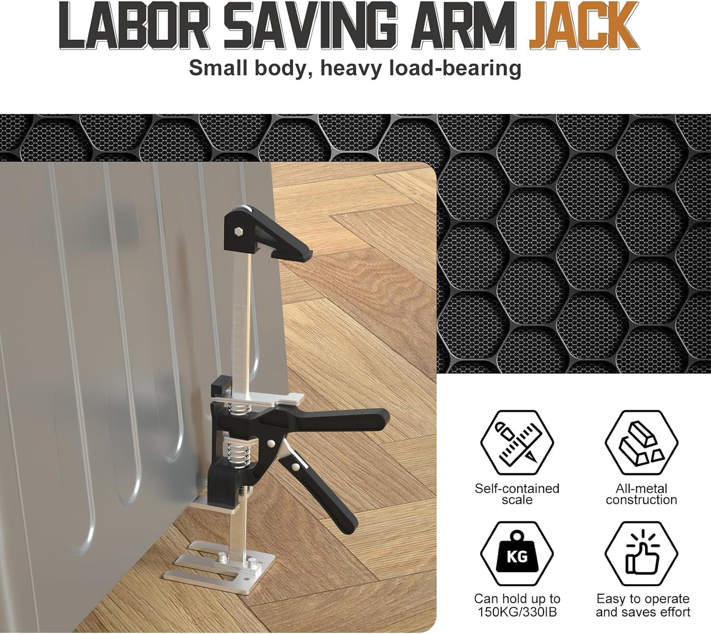[Upgrade] Labor Saving Arm Jack 2 Pack,15.5 Inch Stainless Steel Furniture Lifts with Handbag,Hand Furniture Jack Lifter Tool for Installing Cabinets,Flooring&Windows,Load 440LBS