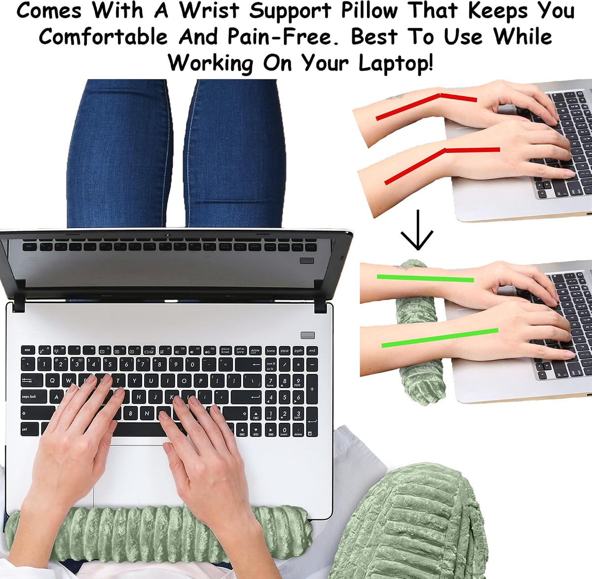 Homie Reading Pillow with Reading Light and Wrist Support, Has Arm Rests, and Back Support for Bed Rest, Lounging, Reading, Working on Laptop, Watching TV (Gray)