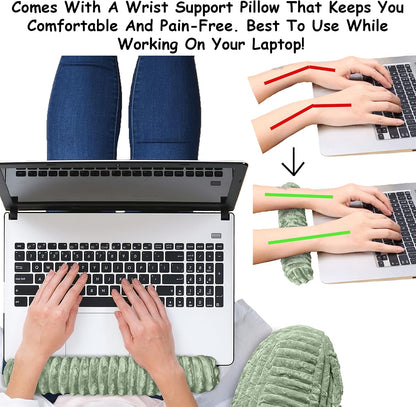 Homie Reading Pillow with Reading Light and Wrist Support, Has Arm Rests, and Back Support for Bed Rest, Lounging, Reading, Working on Laptop, Watching TV (Gray)