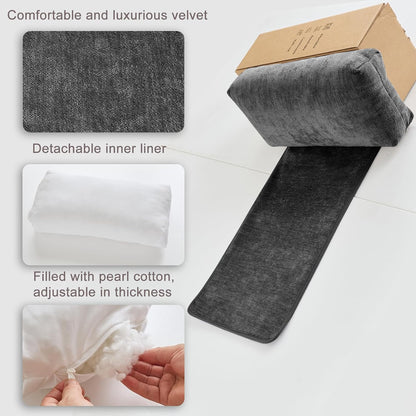 Chenille Neck Pillow for Sofa - Adjustable Headrest, Non-Slip Neck Support Cushion for Pain Relief, Comfortable Chair Pillow, Gray