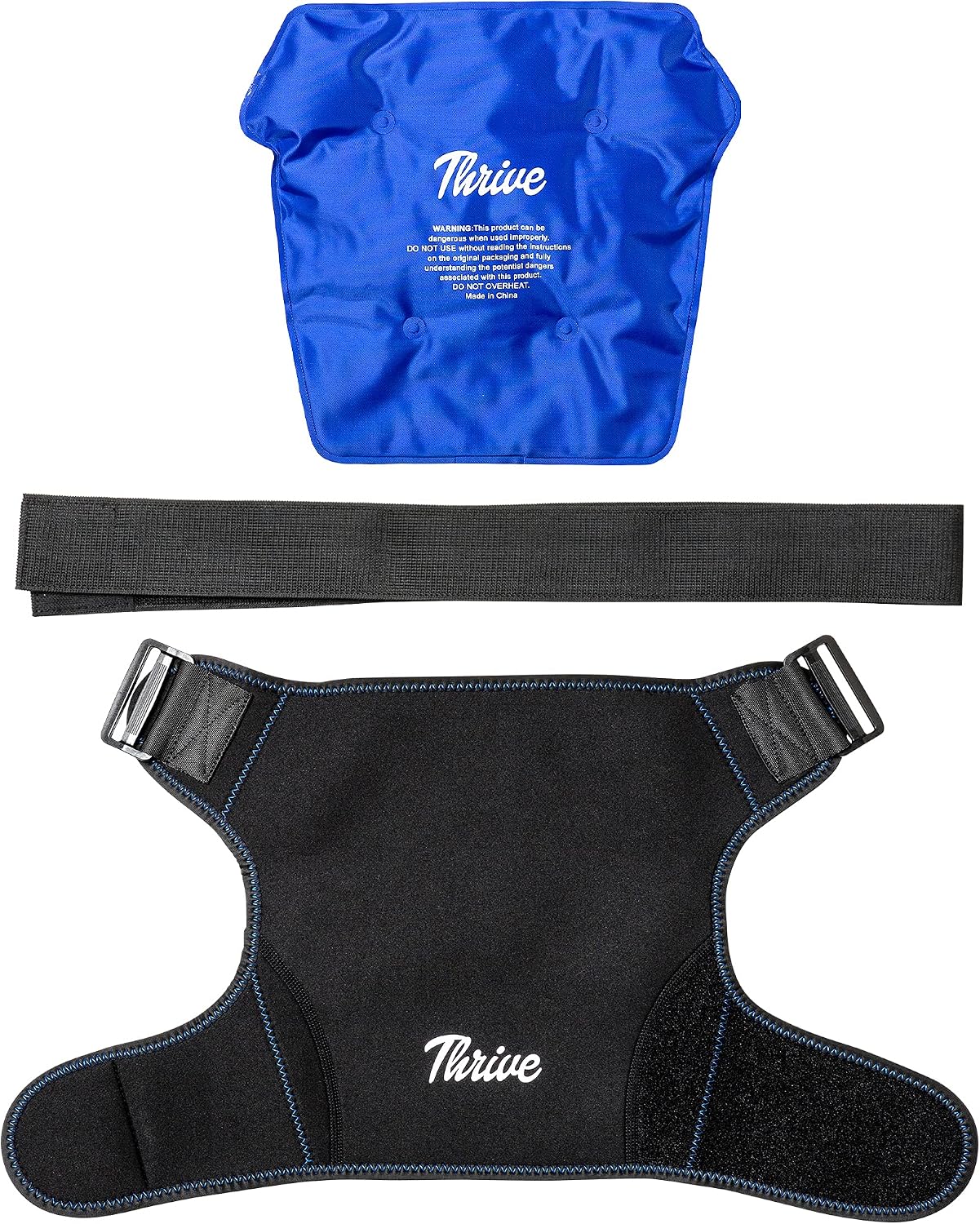 Thrive Reusable Ice Packs for Injuries - Long-Lasting Gel Ice Pack - Neck & Knee Gel Wraps - Cold Compresses for Injuries & Back Pain Relief - Regular 2-Count, Light Blue