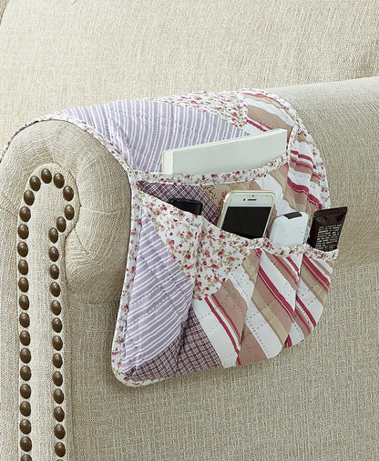 Brilliant Sunshine Burgundy Toile Floral Couch Armrest Cover, 35"×13" | Washable Magazine Holder, Armrest Organizer & Caddy on Sofa, Recliner, Armchair, Storage for Remote Controls, Phone, iPad
