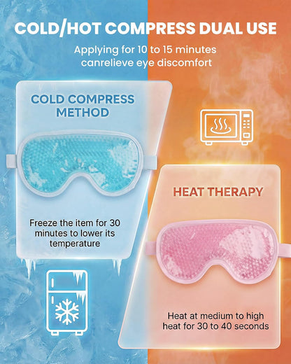 Cooling Gel Eye Mask for Puffy Eyes, 2 Pack Reusable Cooling Eye Mask for Migraine, Headache, Dark Circles, Dry Swollen Eyes, Sinus Pain