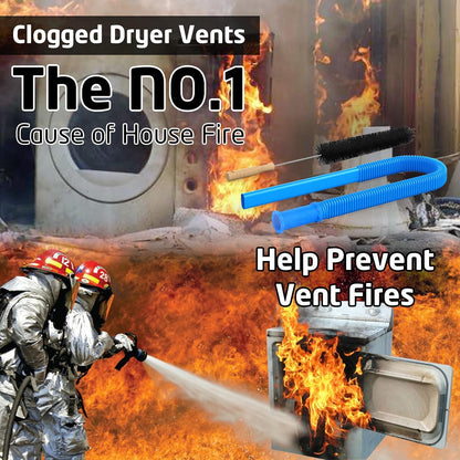 2Pcs Dryer Vent Cleaner Kit, Lint Brush & Universal Vacuum Hose Blue | Universal Flexible Hose Without Whistling Noise | Reach Deep Traps - Remove Hidden Lint, Speed Drying & Reduce Fire Risk