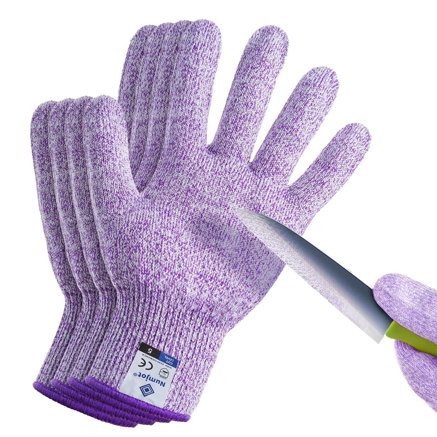Cutting Gloves, Food Grade Level 5 Protection, Safety Kitchen Cut Gloves for Oyster Shucking, Fish Fillet Processing, Mandolin Slicing, Meat Cutting and Wood Carving. (Violet-Medium 2 Pairs)