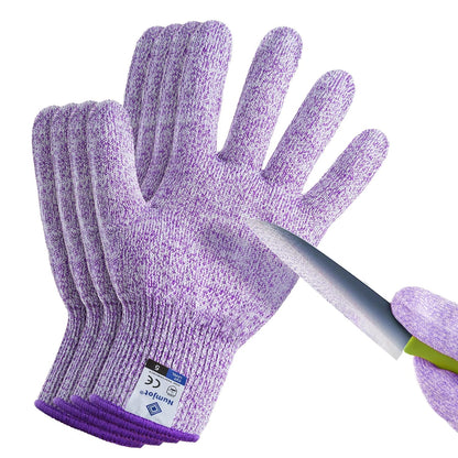 Cutting Gloves, Food Grade Level 5 Protection, Safety Kitchen Cut Gloves for Oyster Shucking, Fish Fillet Processing, Mandolin Slicing, Meat Cutting and Wood Carving. (Violet-Medium 2 Pairs)