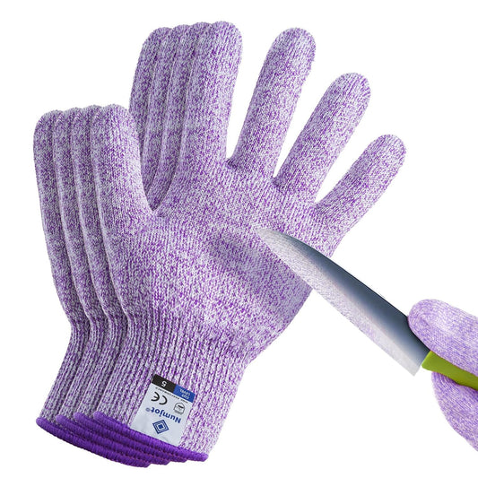 Cutting Gloves, Food Grade Level 5 Protection, Safety Kitchen Cut Gloves for Oyster Shucking, Fish Fillet Processing, Mandolin Slicing, Meat Cutting and Wood Carving. (Violet-Medium 2 Pairs)