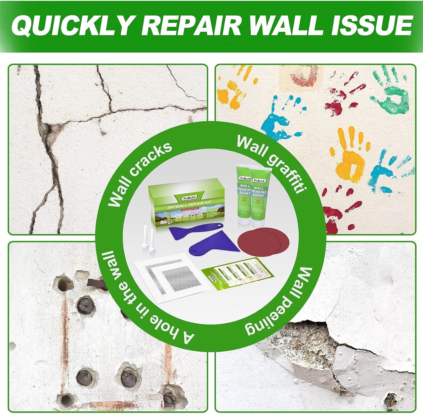 Drywall Repair Kit, 13 Piece Aluminum Wall Repair Patch Kit, 2/4/6/8 inch Aluminum Drywall Patch, Quick Fix Plaster