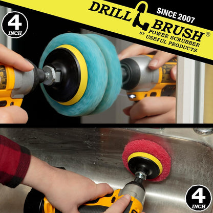 Cordless Drill Attachment - Acid Rain - Pool Tile - Granite - Shower Doors | Scrub - Scour - Drill Pads - Hard Water Stain Remover - Soap Scum - Mold - Mildew - Mineral - Rust - Calcium - Limescale