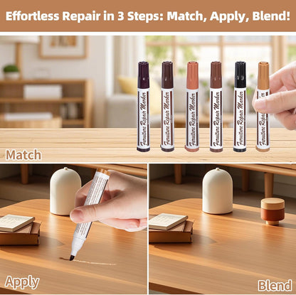 Wooden Furniture Floor Scratch Repair Markers, Wood Touch Up Markers with Sharpener, Furniture Touch Up Pens for Wood Floors, Tables, Cabinets, Doors, Quick