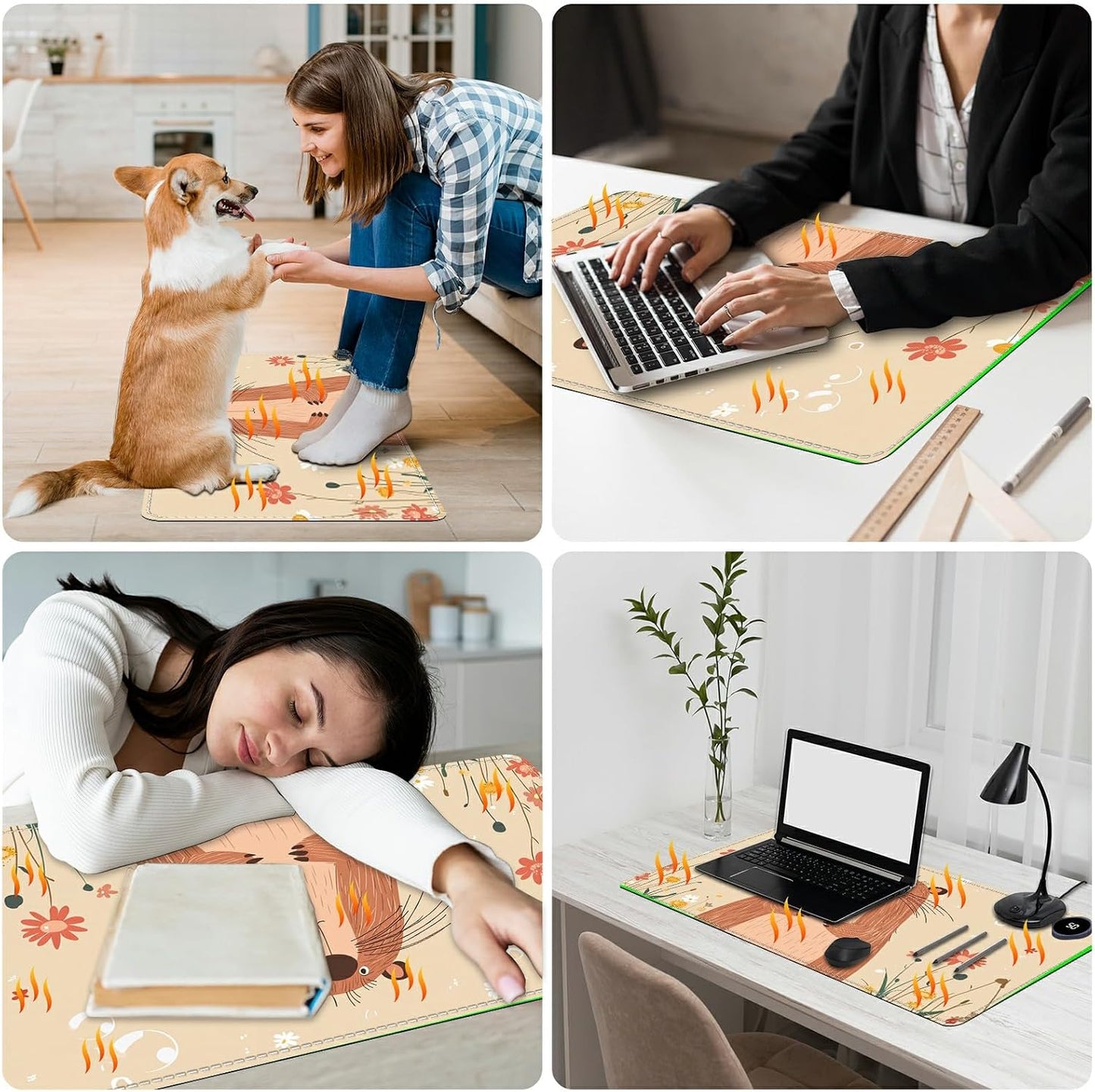 Heated Desk Pad Heated Large Mouse Pad, Electric Quickly Warm Desk Mat with 3 Levels Heating 3 Hours Auto Shut-Off, 31.5" x 13" Warm Gaming Mousepad Hand Foot Warmer, Baby Elephant