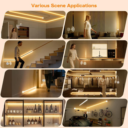 Motion Sensor LED Strip Lights 32.8ft 6500K White with Running Water Effect | Cool white running water flowing motion activated led stair lights, dimmable & auto-off timer,24v for kitchen,corridor,indoor