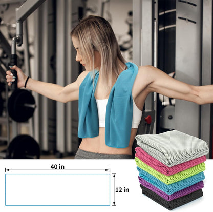 YESLIFE Cooling Towels, 4-Pack 40"x12", Multicolor Set A | Microfiber gym towels, soft breathable neck wrap, cooling towel for yoga running sport camping, Multicolor, 4-pack