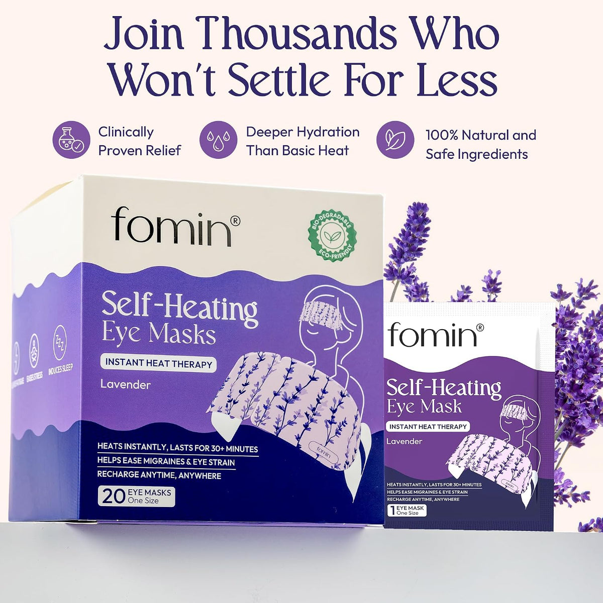 Fomin Steam Eye Mask - 20 Pack - Variety Pack - Self Heating Warm Compress for Dry Eyes, Puffy Eyes & Dark Circles, Disposable Sleep Mask for Home, Spa, Travel Essentials & Relaxation Gifts for Women