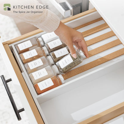 Expandable Spice Drawer Organizer, Bamboo | Holds up to 15 spice jars (not included), non-slip feet, 100% sustainable bamboo wood