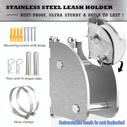 Heavy Duty Retractable Dog Leash Holder,Secure Wall Mount Dog Hitch and Parking Station for All Size Retractable Leashes,Rustproof&Chewproof Safety Anchor Use Indoor-Outdoor