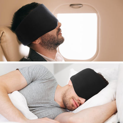 FRESHME Pure Handmade Cotton Sleep Mask - Blackout Eye Mask with Adjustable Velcro Soft and Comfortable Eye Blinder Shade for Men Women Travel Office Nap Airplane Blue