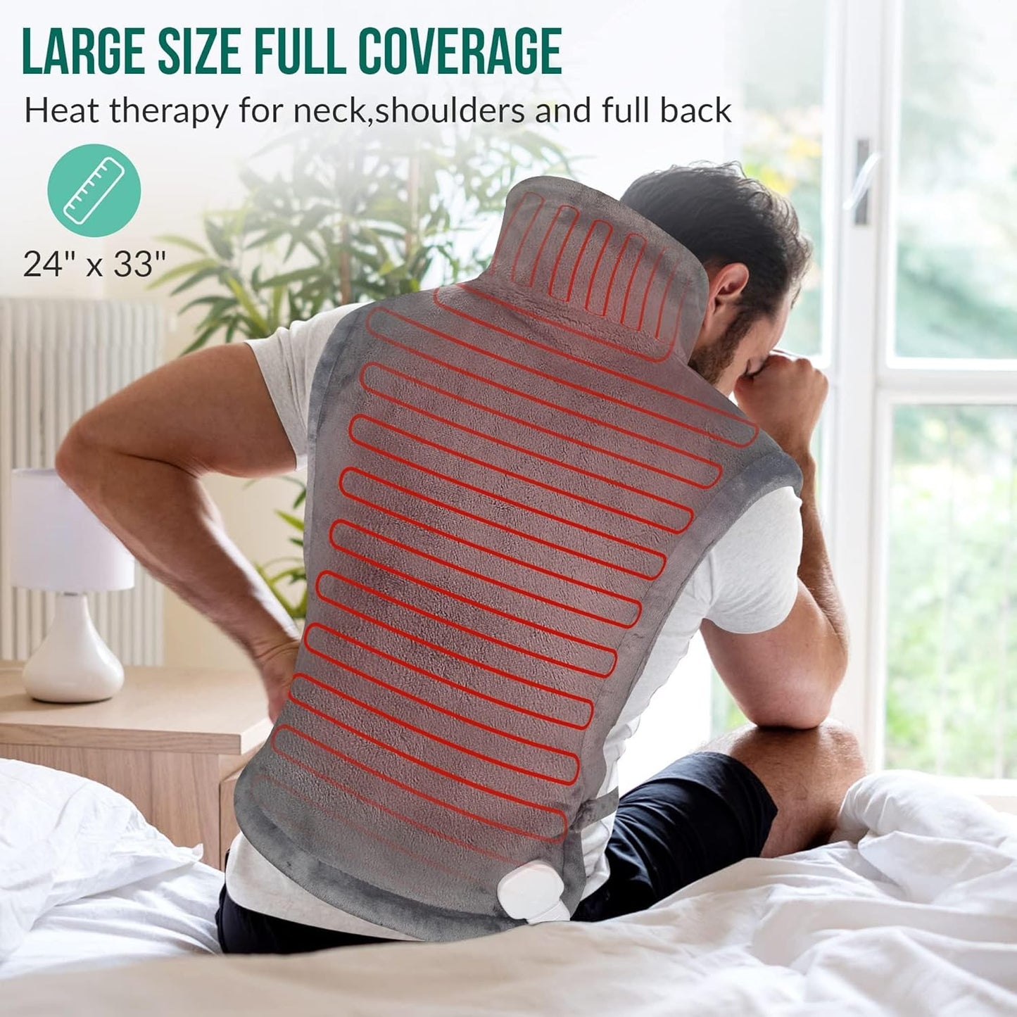 Snailax Heating Pad for Neck and Shoulders and Back, Large Heating Pad for Neck and Shoulders, Electric Heated Wrap, 6 Heat Settings & Auto Shut Off, Washable,Gifts