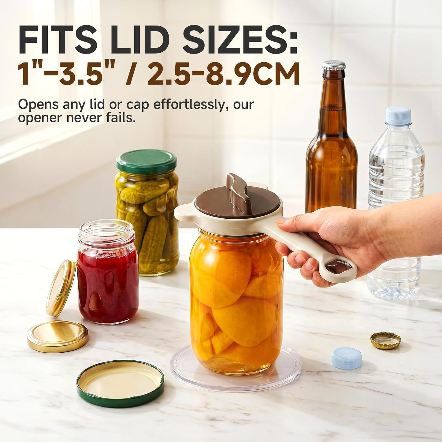 2026 Upgraded 4-in-1 Jar Opener - Adjustable Stainless Steel Lid Remover for Seniors & Arthritis Sufferers, Fits Kitchen Jars, Bottles & Cans Blue