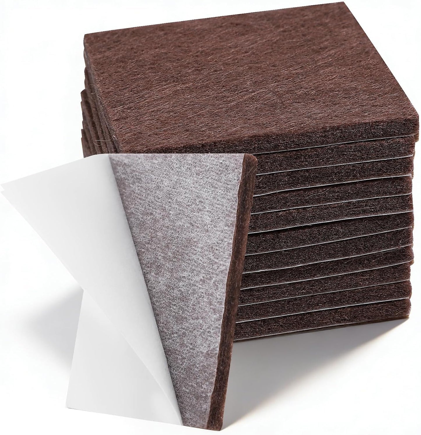 12PCS Furniture Felt Pads, 2 Inch Square Furniture Pads for Hardwood Floors | Self Adhesive, Cuttable Chair Leg Floor Protectors, 50mm Brown Felt Furniture Pads