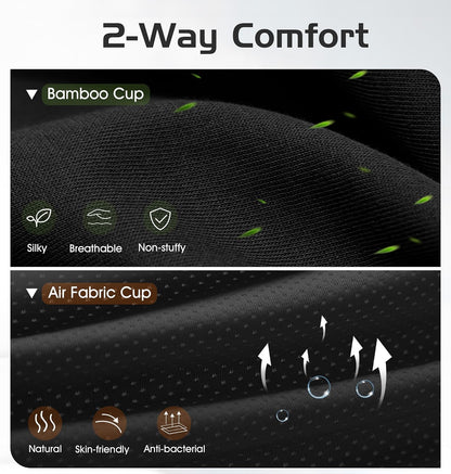 Bluetooth Sleep Mask with 2 Removable 3D Contoured Cup, Bamboo Cotton Bluetooth Sleep Headphones for Side Sleepers with Timming Setting, Blackout Eye Mask for Travel Meditation Men Women