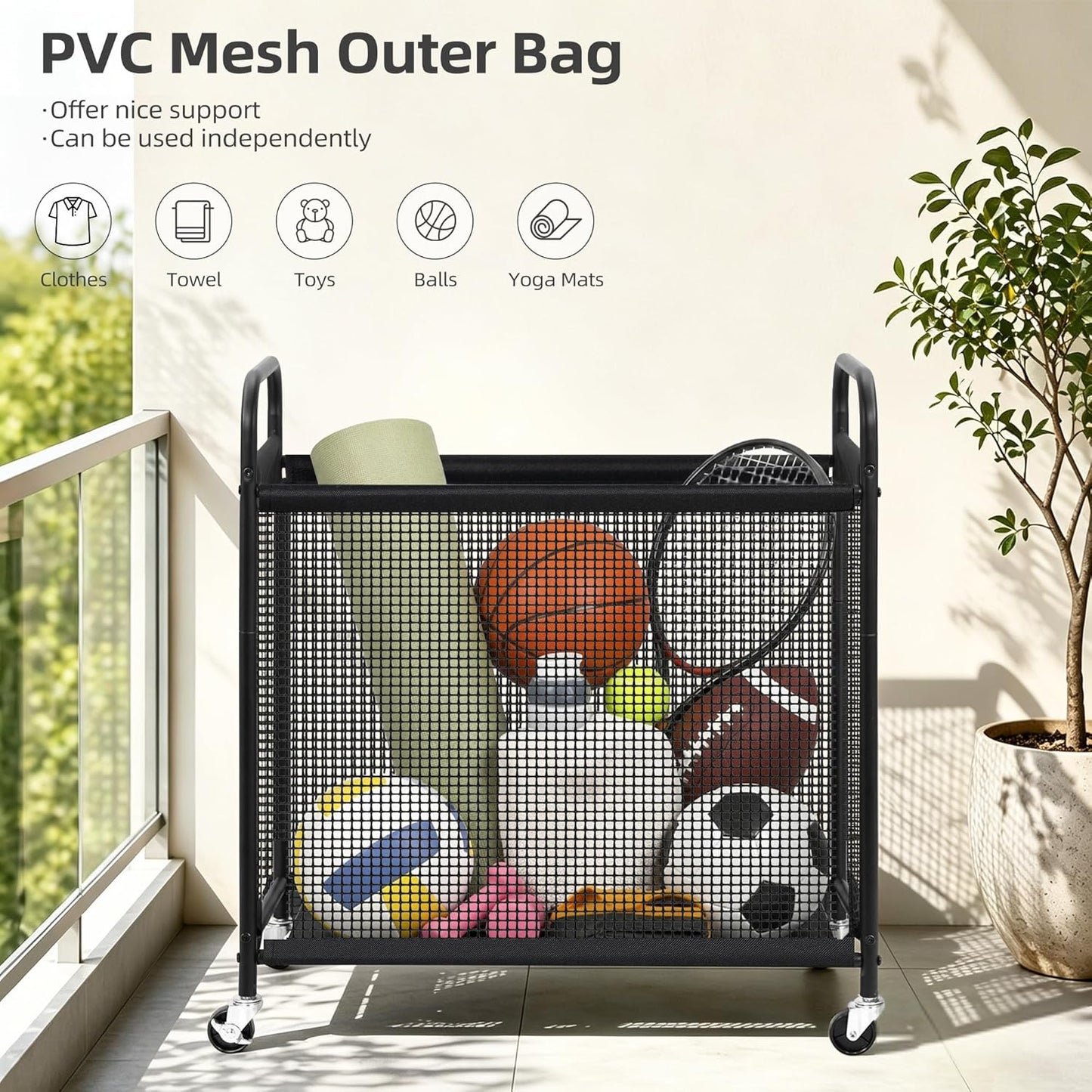 STORAGE MANIAC Rolling Laundry Hamper with Wheels 2-Section Laundry Sorter Rolling Laundrys Basket on Wheels with Removable Bag Clothes Hamper Laundrys Organizer Cart Bathroom Bedroom 100L Beige