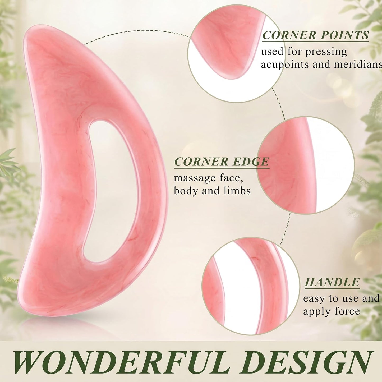 BBTO 2 Pcs Body Gua Sha Tool Large Resin Scraping Tools with Handle for Back, Neck, Face, Leg - Lymphatic Drainage, Cellulite Removal, Muscle Relief(Clear)