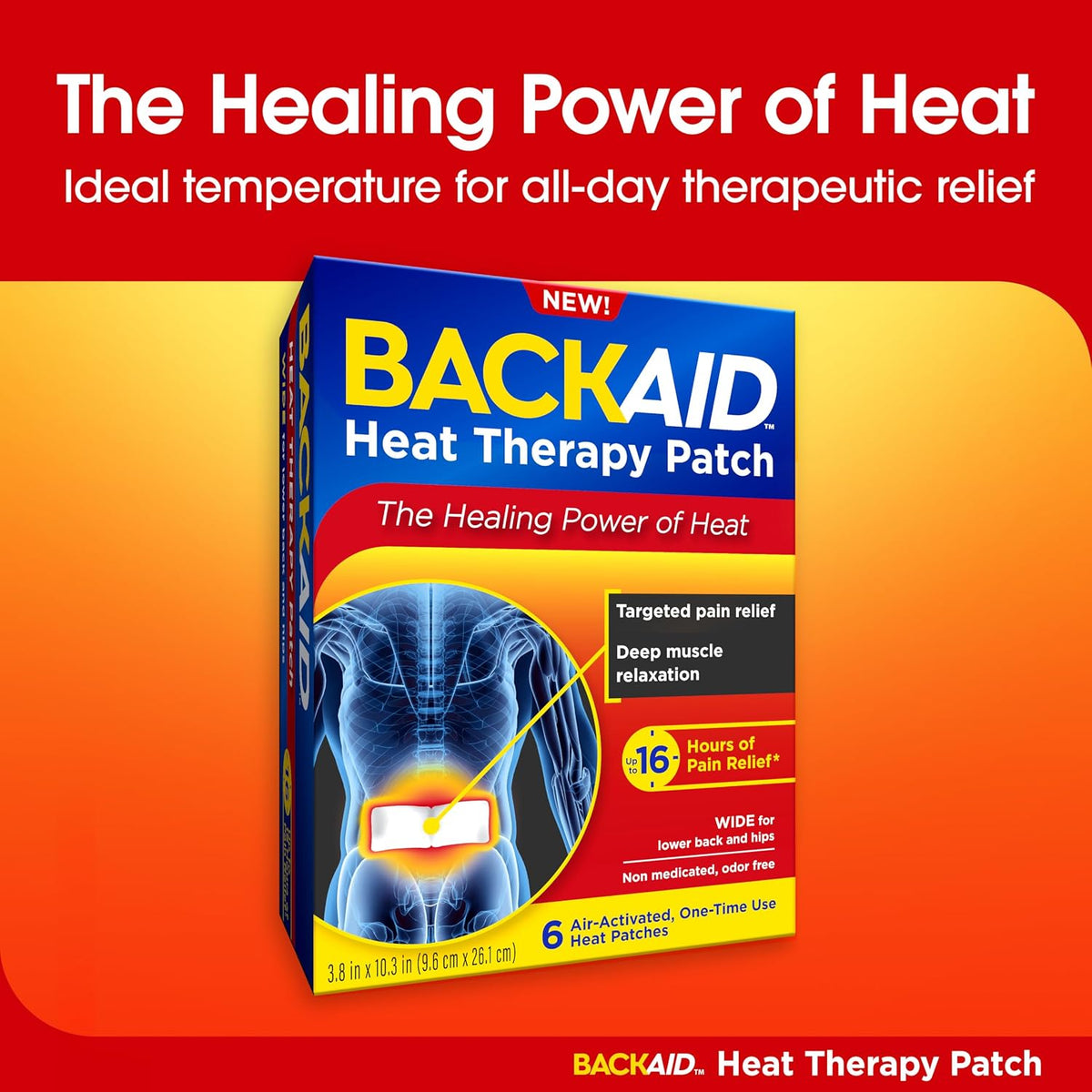 Backaid Heat Therapy Patch, Air-Activated Therapeutic Heat, Wide